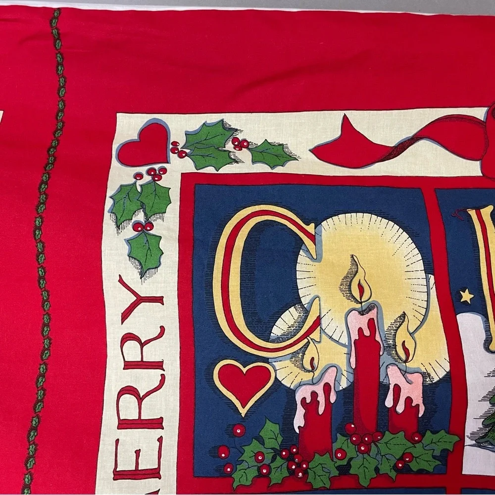 Vintage 90s Christmas Quilt Panel Set of 2 Angel Cut and Sew Santa Reindeer #K33